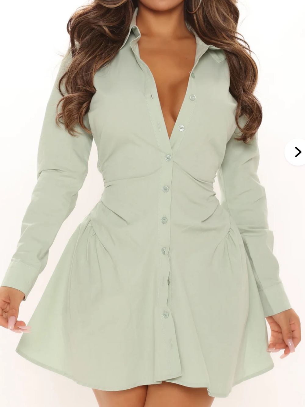 Light Sage Button-Down Dress